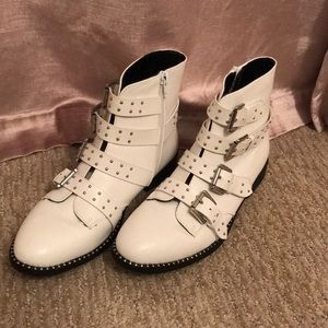 Steve Madden studded white boots